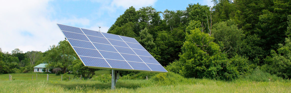 Singular solar panel in a field
