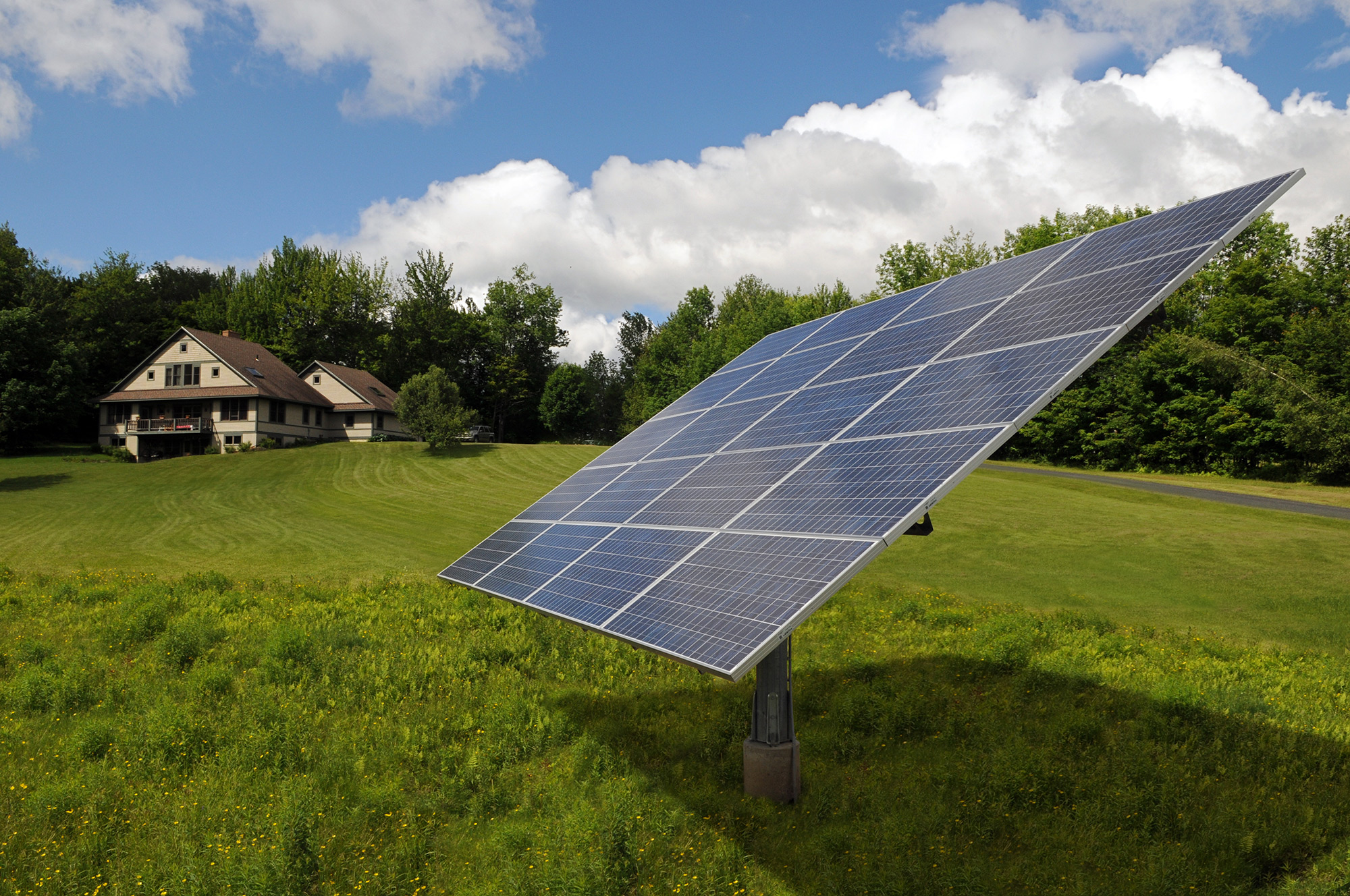 Solar panel in a field