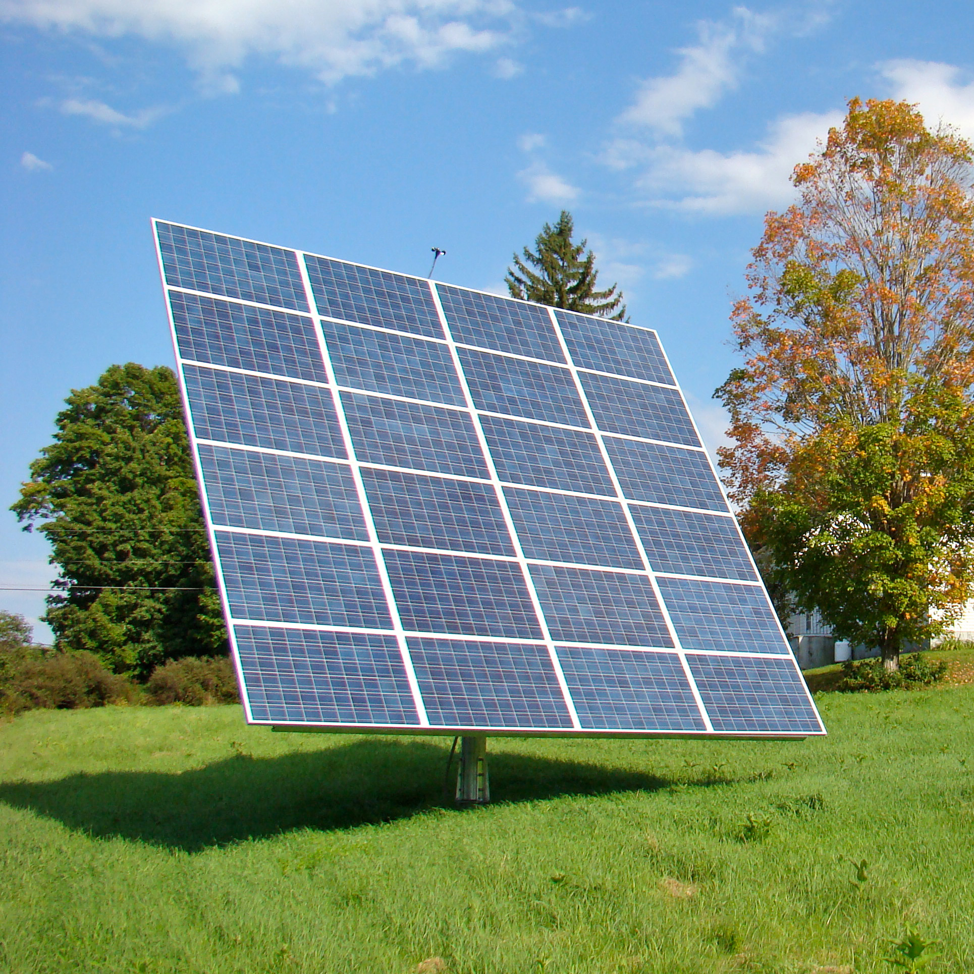 Singular solar panel in a field